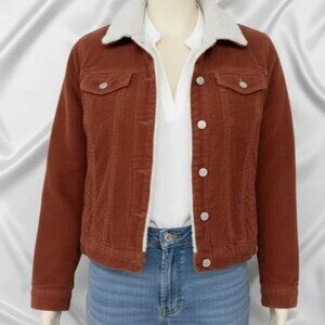 SABRINA LAUREN Faux Suede Sherpa Lined Jacket Women's Coat Size Small